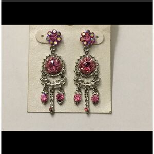 Gorgeous Pink Crystal Dangle Earrings